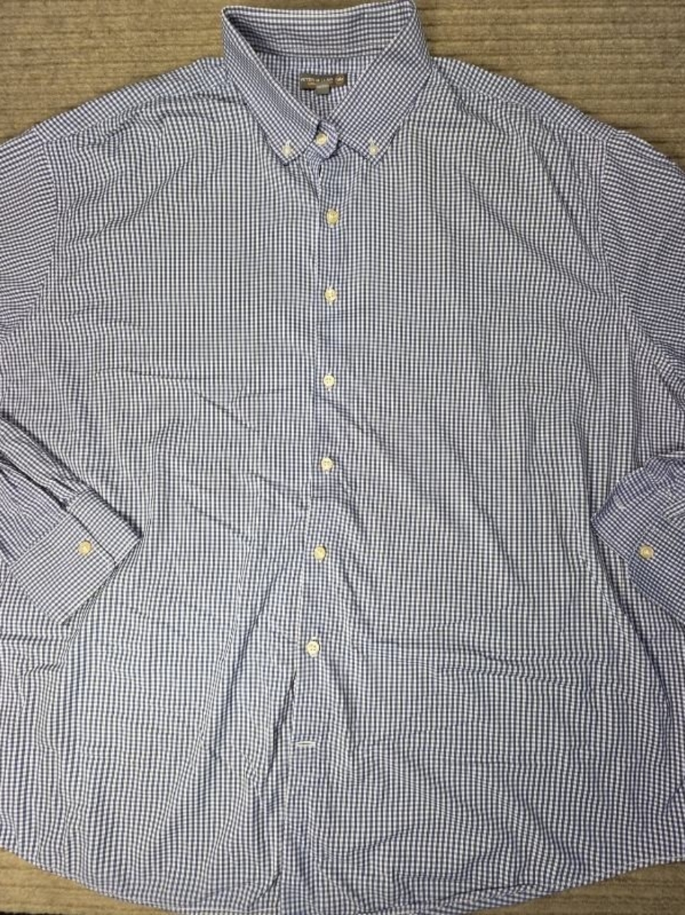 Peter Millar Summer Comfort White/Blue Gingham Button-Down Shirt Men’s 2XL